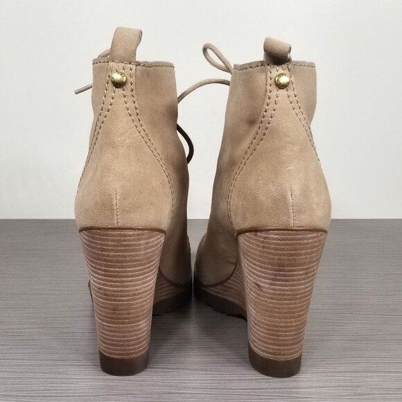 Michael Kors Piper Lace-Up Wedge, Dark Khaki Suede Womens Size 6.5 M - Picture 5 of 13